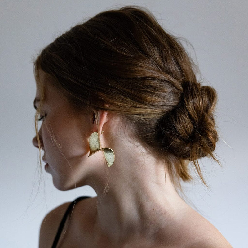 Mulxiply Pirouette Statement Earrings - Hammered Brass Earrings Mulxiply 