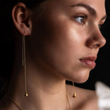 Mulxiply Pod Droplet Threader Earrings - Brass Earrings Mulxiply 