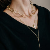 Mulxiply Pool Link Statement Necklace - Brass Necklaces Mulxiply 