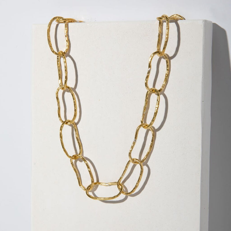 Mulxiply Pool Link Statement Necklace - Brass Necklaces Mulxiply 