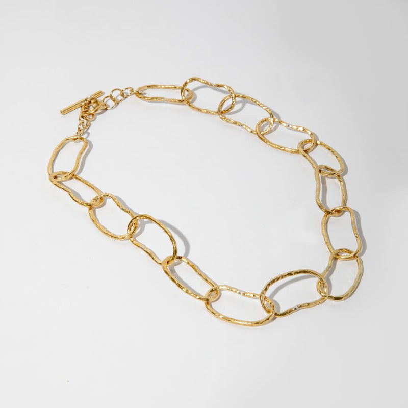 Mulxiply Pool Link Statement Necklace - Brass Necklaces Mulxiply 