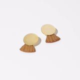 Mulxiply Reeded Fan Drop Earrings - Golden Umber + Brass Earrings Mulxiply 