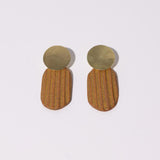 Mulxiply Reeded Oval Drop Earrings - Golden Umber + Brass Earrings Mulxiply 