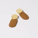 Mulxiply Reeded Oval Drop Earrings - Golden Umber + Brass Earrings Mulxiply 