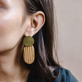 Mulxiply Reeded Oval Drop Earrings - Golden Umber + Brass Earrings Mulxiply 