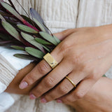 Mulxiply Simple Band Stacking Ring - Hammered Brass Rings Mulxiply 