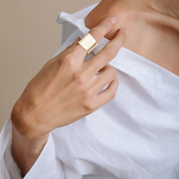 Mulxiply Smooth Path Adjustable Square Ring - Brass Rings Mulxiply 