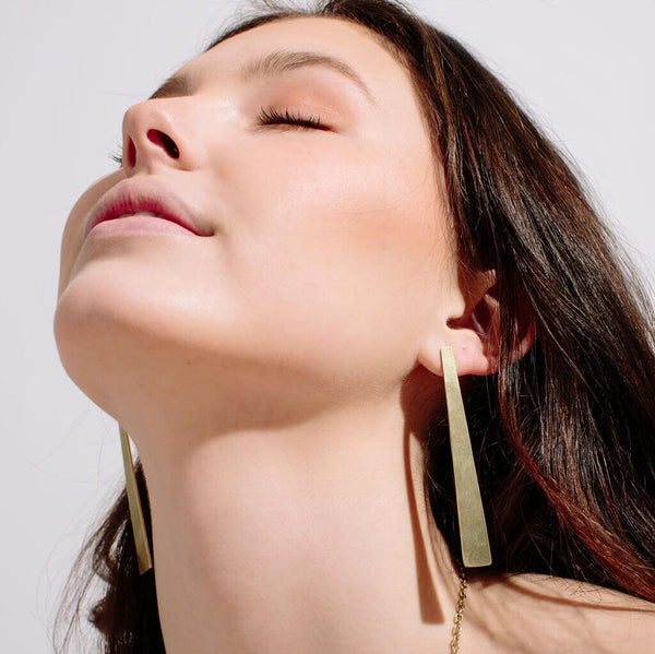 Mulxiply Smooth Path Statement Earrings - Brass Earrings Mulxiply 