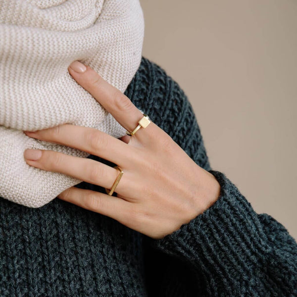 Mulxiply Square Stacking Ring - Brass Rings Mulxiply 