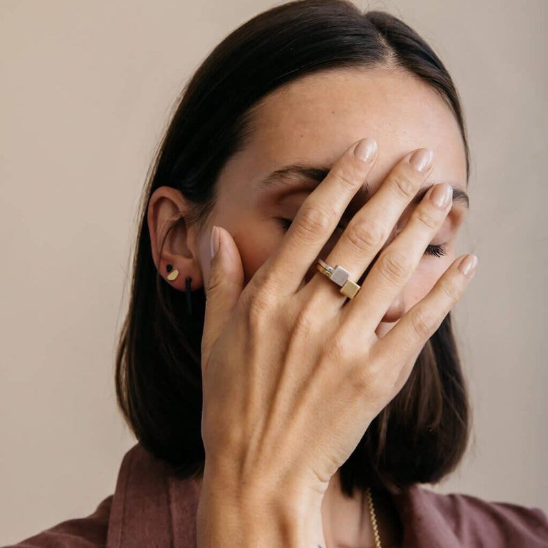 Mulxiply Square Stacking Ring - Brass Rings Mulxiply 