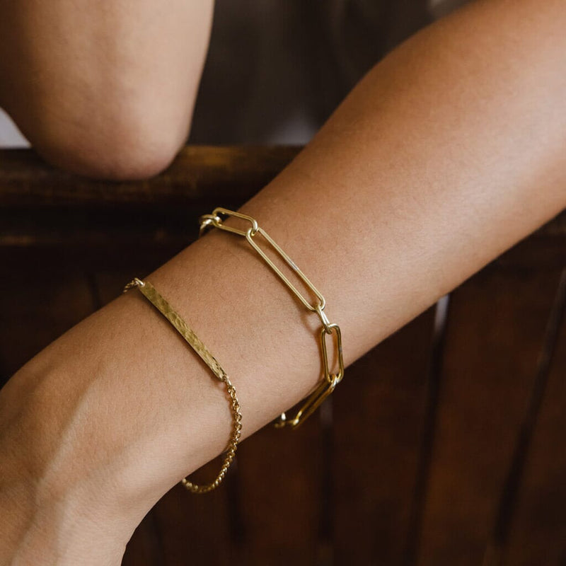 Mulxiply Stick Link Bracelet - Hammered Brass Bracelets Mulxiply 