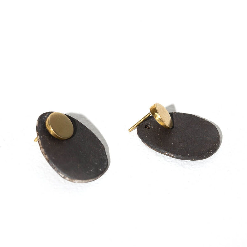 Mulxiply Stone 2-in-1 Earrings - Charcoal + Brass Earrings Mulxiply 