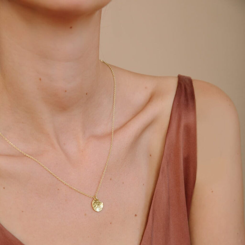 Mulxiply Tiny Palette Necklace - Hammered Brass Necklaces Mulxiply 