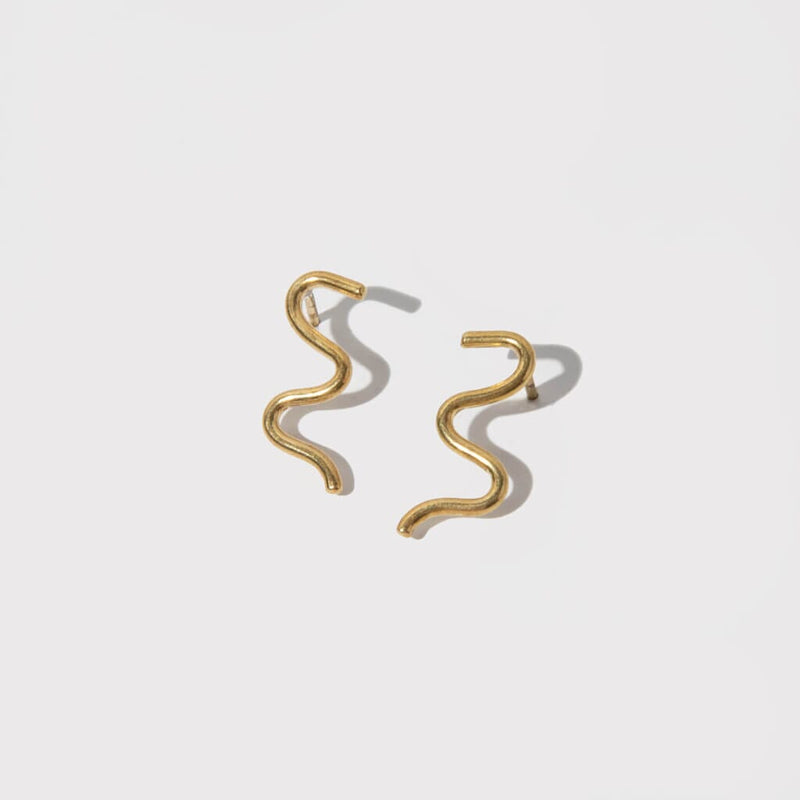 Mulxiply Wavy Stud Earrings - Brass Earrings Mulxiply 