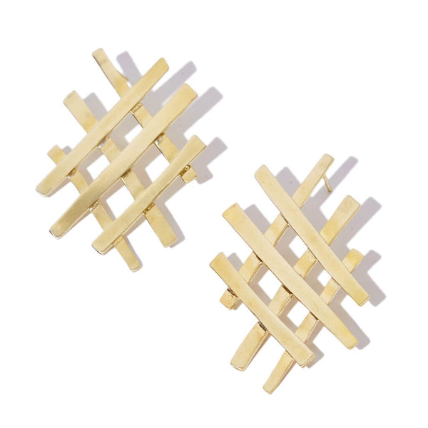 Mulxiply Weave Statement Earrings - Brass Earrings Mulxiply 