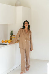 Nightly Long Sleeve Linen Pajama Set