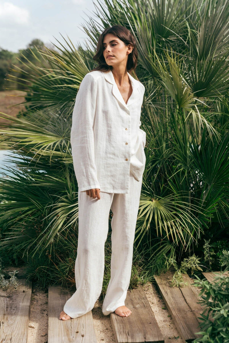 Nightly Long Sleeve Linen Pajama Set