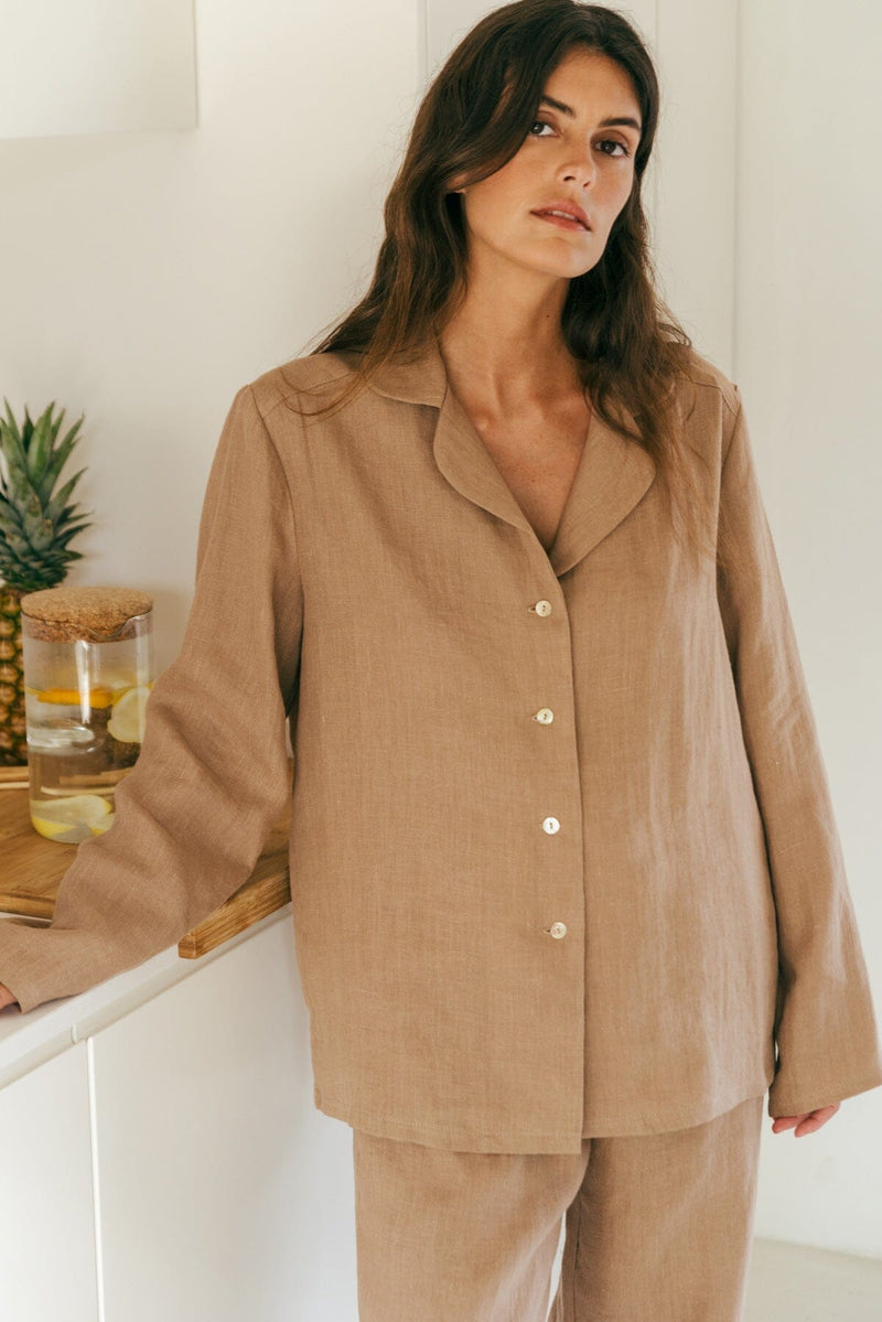 Nightly Long Sleeve Linen Pajama Set