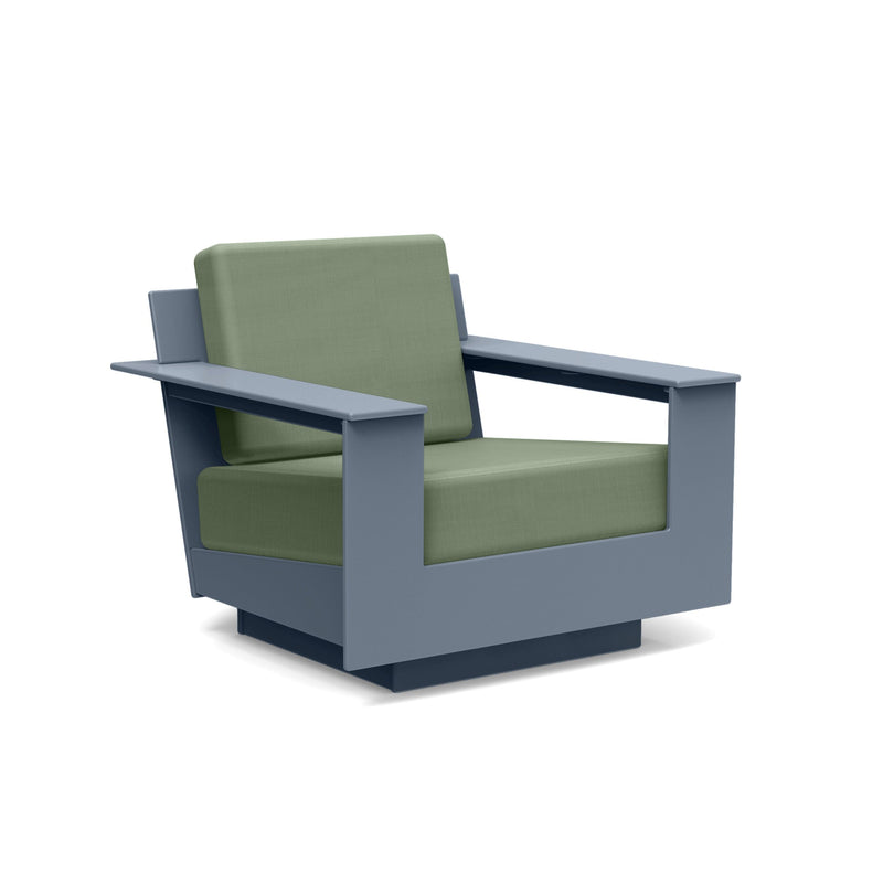 Nisswa Recycled Lounge Swivel Outdoor Lounge Loll Designs Ash Blue Canvas Fern 