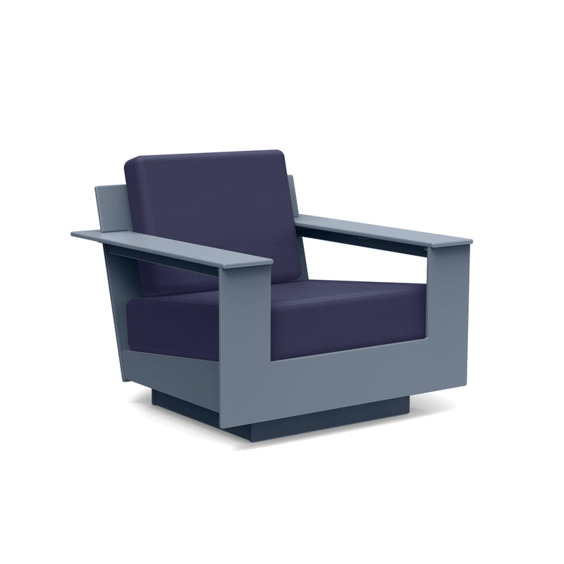 Nisswa Recycled Lounge Swivel Outdoor Lounge Loll Designs Ash Blue Canvas Navy 