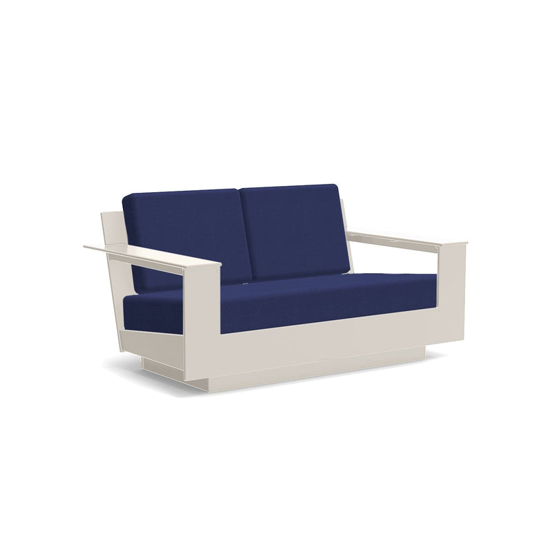 Nisswa Recycled Outdoor Loveseat Outdoor Lounge Loll Designs Fog Canvas Navy 