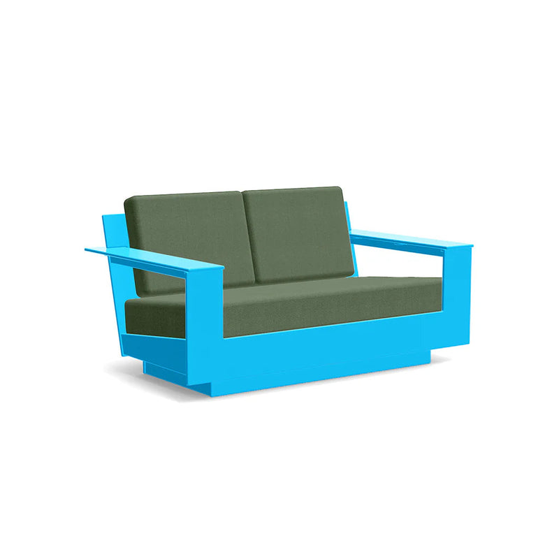 Nisswa Recycled Outdoor Loveseat Outdoor Loveseats Loll Designs Bright Sky Blue Canvas Fern 