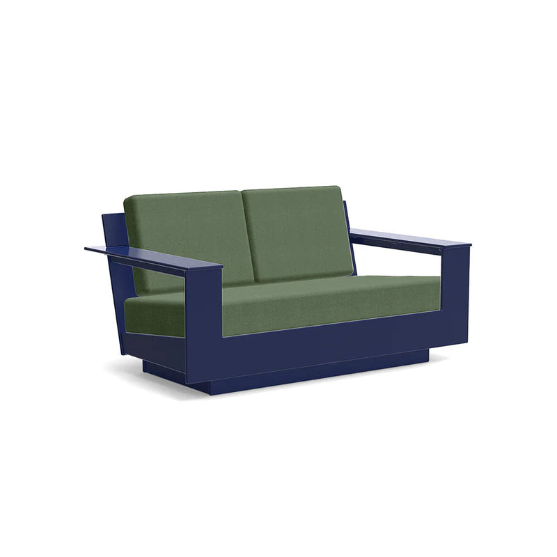 Nisswa Recycled Outdoor Loveseat Outdoor Loveseats Loll Designs Navy Blue Canvas Fern 