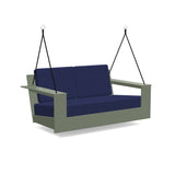 Nisswa Recycled Outdoor Porch Swing Outdoor Lounge Loll Designs Sage Canvas Navy 