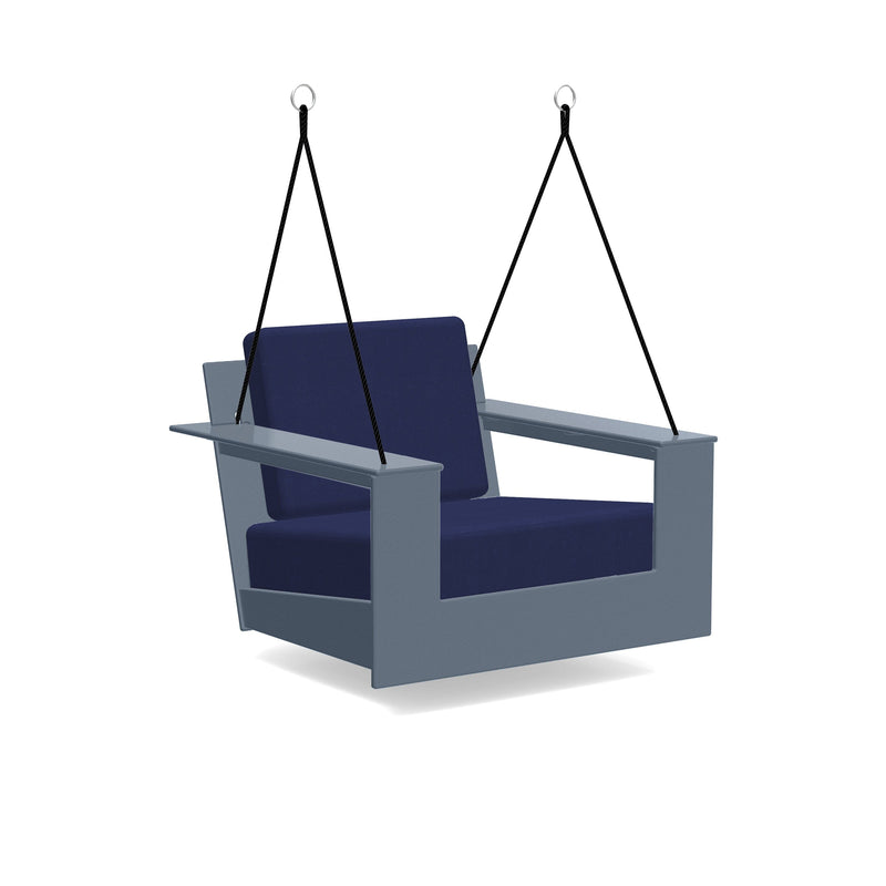 Nisswa Recycled Outdoor Swing Outdoor Lounge Loll Designs Ash Blue Canvas Navy 