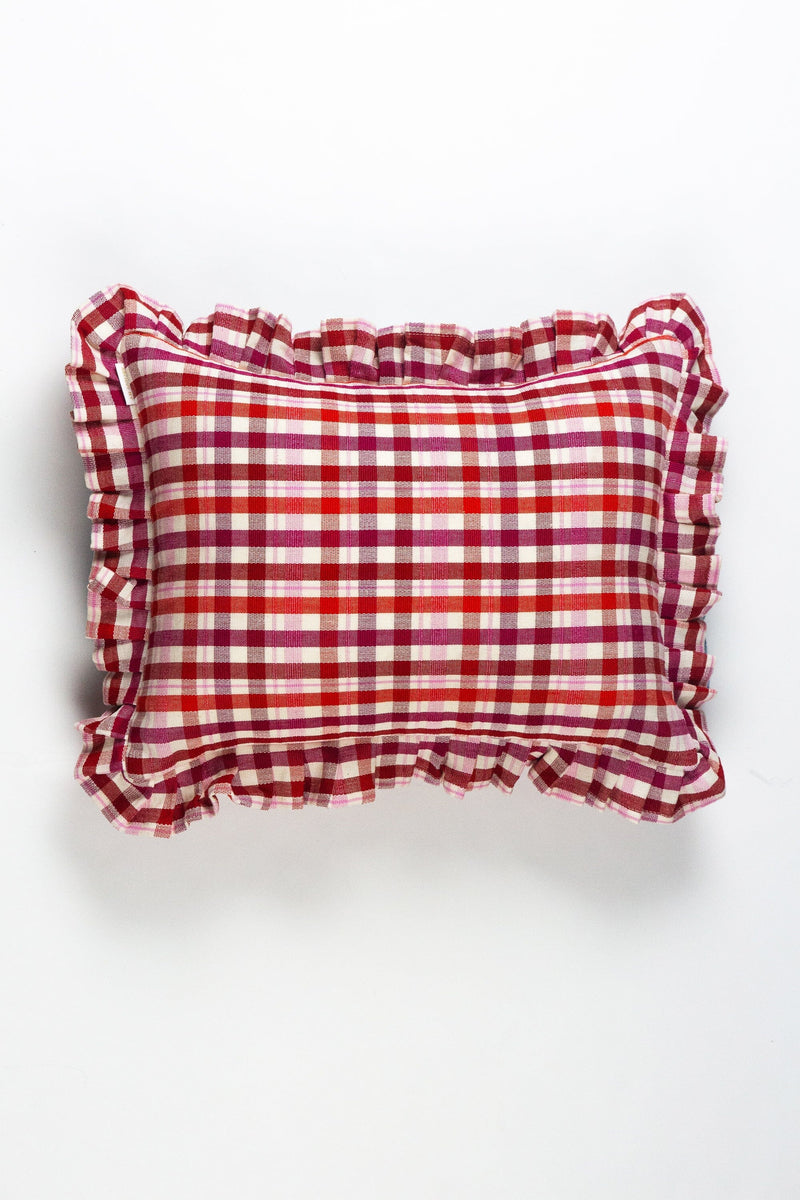 Noel Ruffle Plaid Pillow Throw Pillows Archive New York 