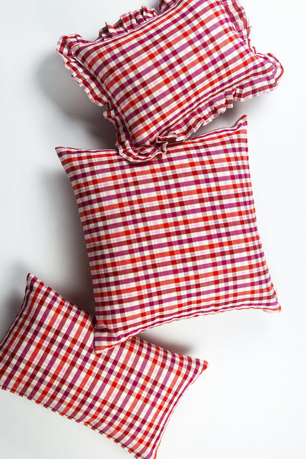 Noel Ruffle Plaid Pillow Throw Pillows Archive New York 