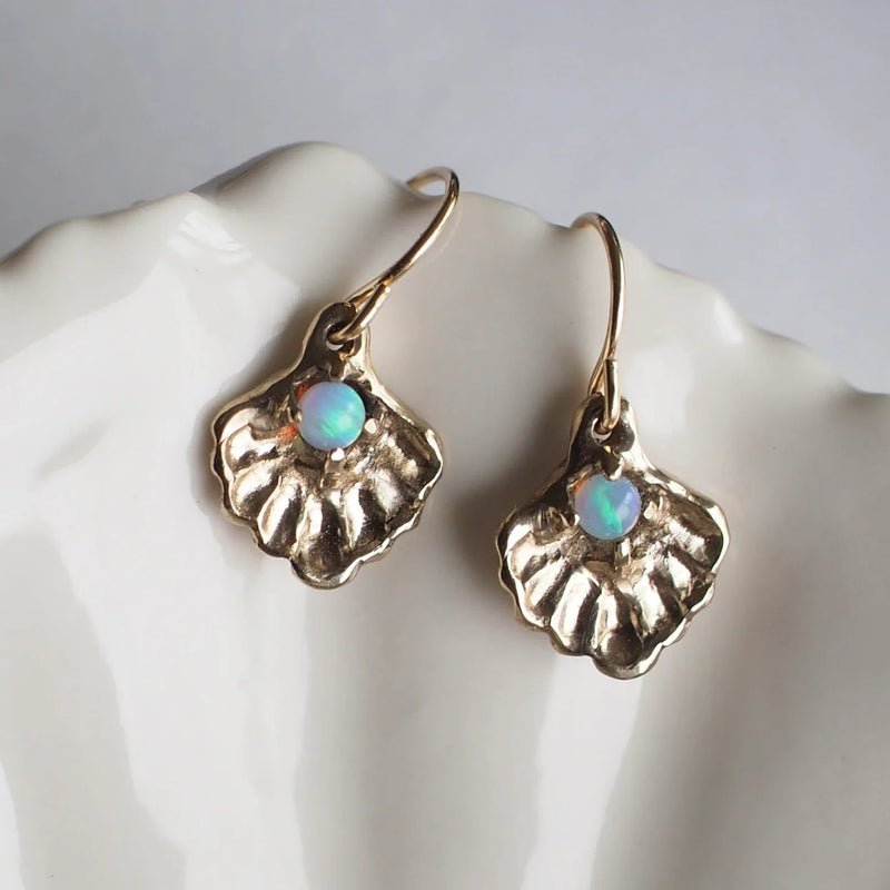 Opal Seashell Earrings