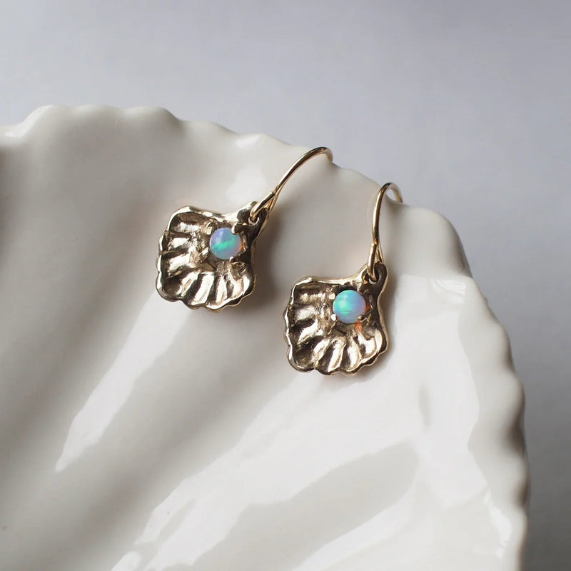 Opal Seashell Earrings