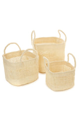 Open Weave Blue Sisal Nesting Basket Set Baskets with Handles Swahili African Modern Natural 