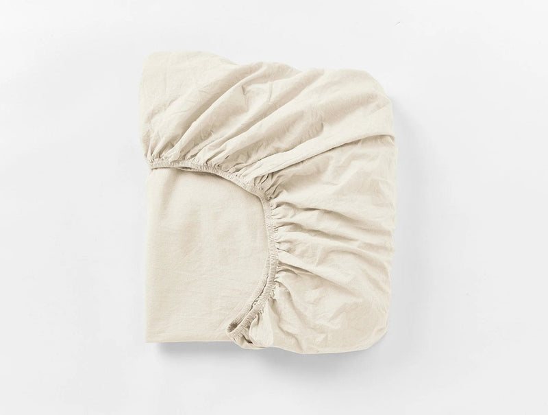 Organic Crinkled Percale Fitted Sheet Fitted Sheets Coyuchi Undyed Twin 