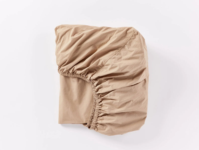 Organic Percale Fitted Sheet Fitted Sheets Coyuchi Fawn Twin 