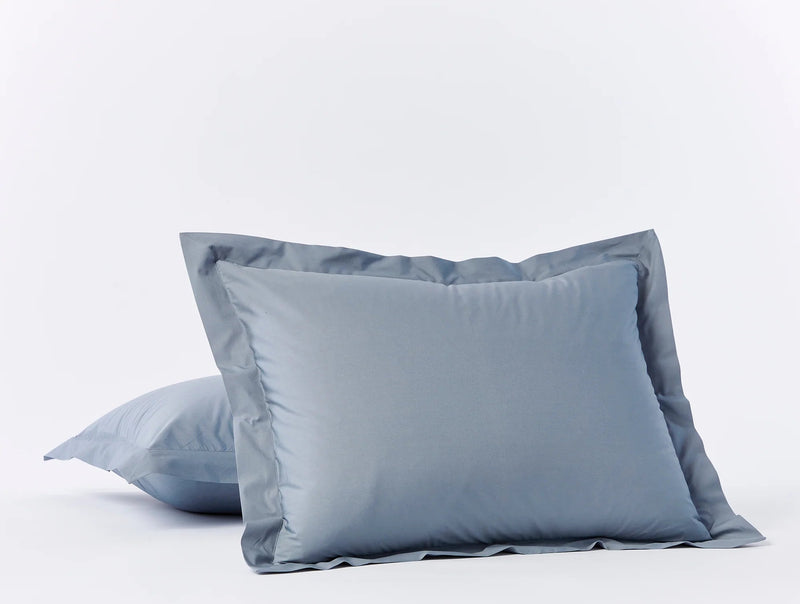 Organic Percale Sham - Euro and Standard Shams Coyuchi Steel Blue Standard Sham 