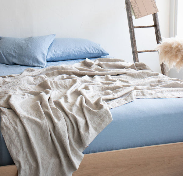 Orkney Heavyweight Linen Bed Blanket Blankets Rough Linen 