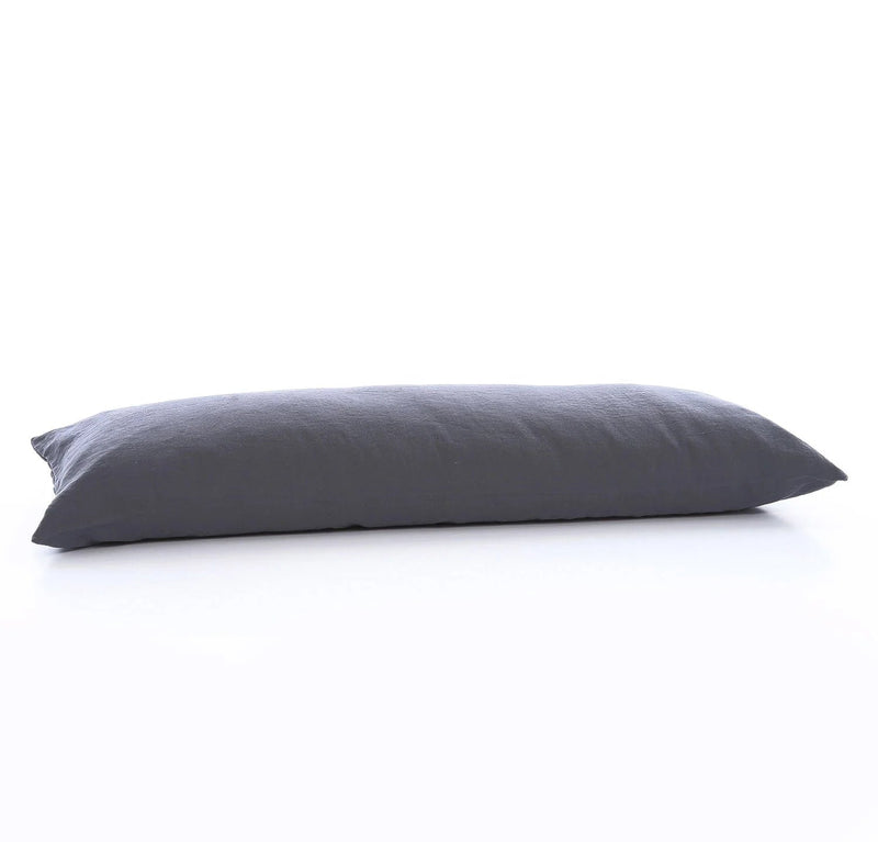 Orkney Heavyweight Linen Body Pillow Cover Pillowcases Rough Linen Charcoal 