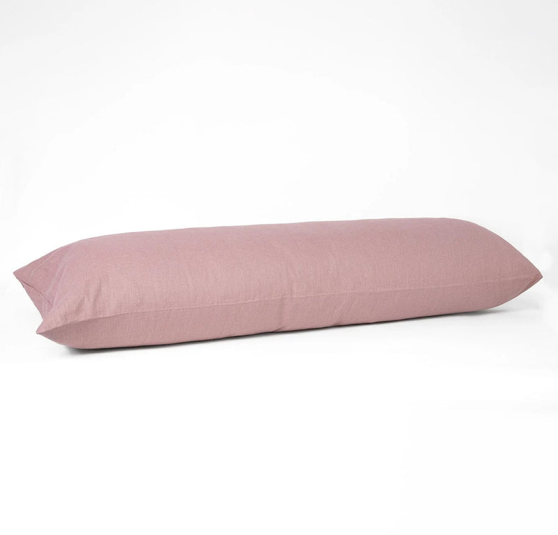 Orkney Heavyweight Linen Body Pillow Cover Pillowcases Rough Linen Dusk Pink 