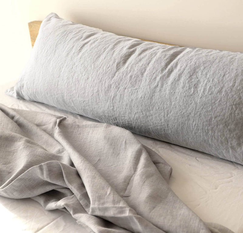Orkney Heavyweight Linen Body Pillow Cover Pillowcases Rough Linen Fog Gray 