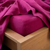 Orkney Heavyweight Linen Fitted Sheet Fitted Sheets Rough Linen Orchid Purple Twin Standard