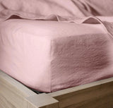 Orkney Heavyweight Linen Fitted Sheet - Twin XL and Full Fitted Sheets Rough Linen Dusk Pink Twin XL Standard