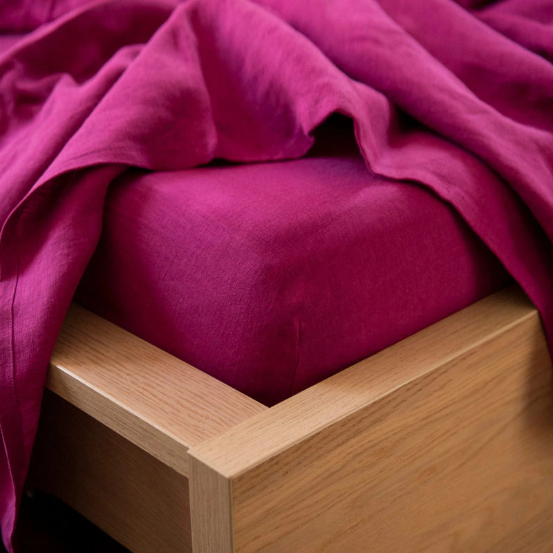 Orkney Heavyweight Linen Fitted Sheet - Twin XL and Full Fitted Sheets Rough Linen Orchid Purple Twin XL Standard