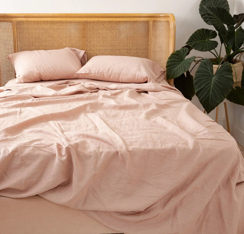 Orkney Heavyweight Linen Pillowcase Pillowcases Rough Linen Dusk Pink Standard Single