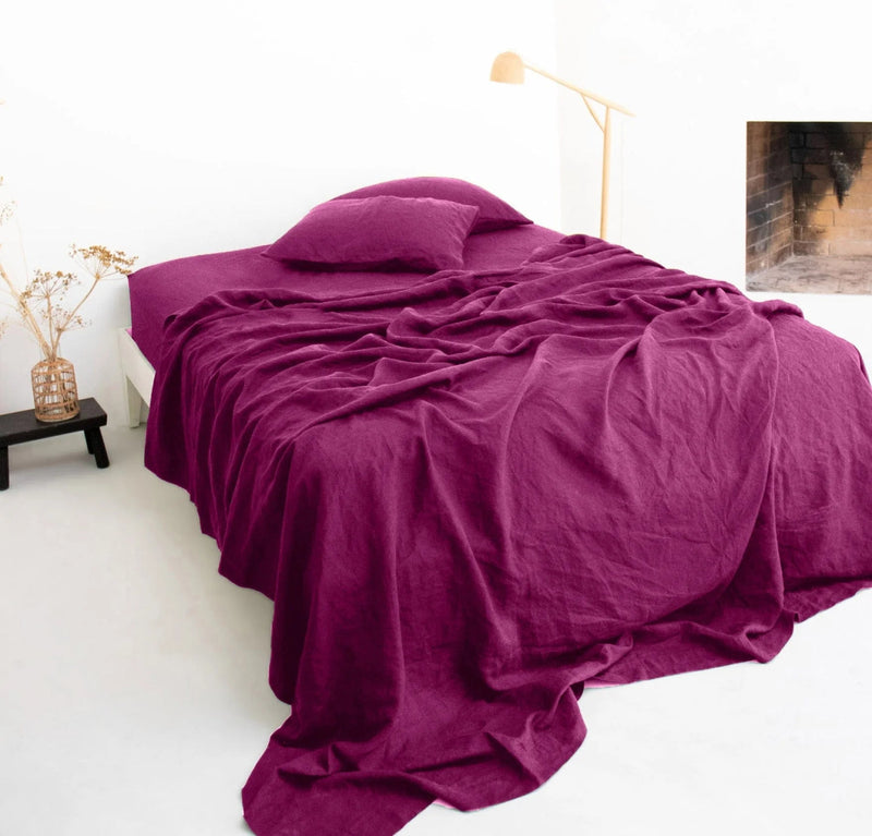 Orkney Heavyweight Linen Pillowcase Pillowcases Rough Linen Orchid Purple Standard Single