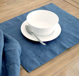 Orkney Heavyweight Linen Placemat Table Linens Rough Linen Vintage Blue 