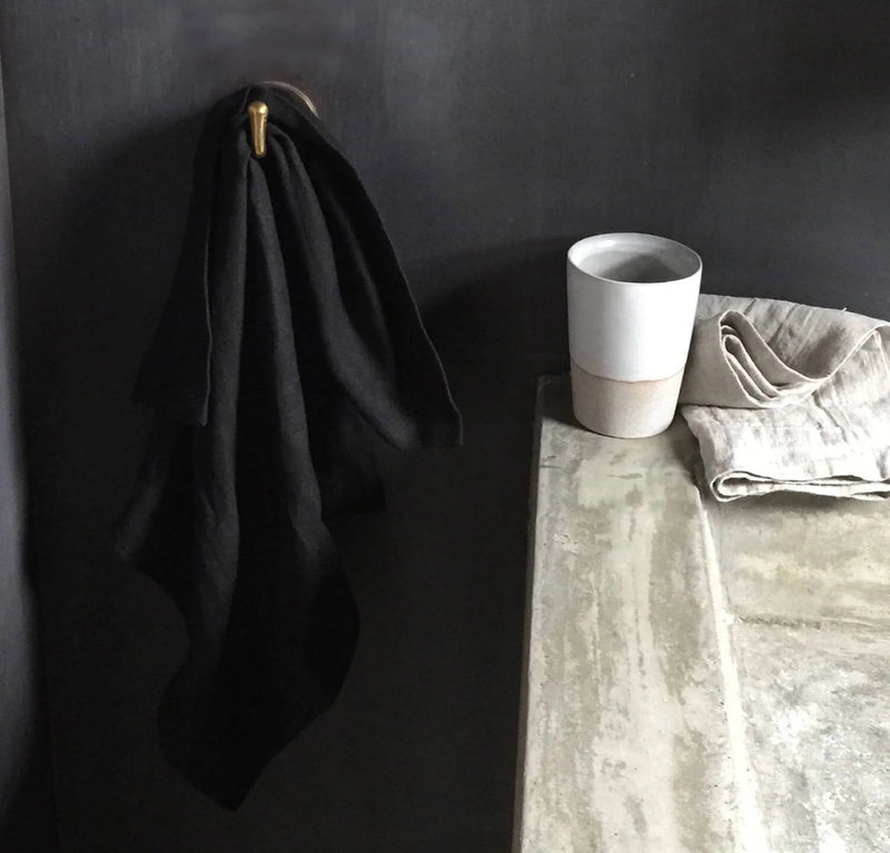 Orkney Heavyweight Linen Towel Set Towels Rough Linen Black 