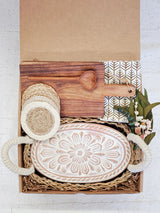 Oval Bread Warmer Gift Box With Rectangular Wooden Board and Spoon