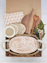 Oval Bread Warmer Gift Box With Round Wooden Board and Spoon